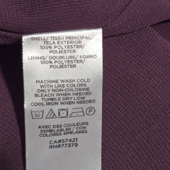 Ann Taylor Womens Burgundy Floral Ruffle Neck Shirred Chiffon Blouse Size Small - Picture 7 of 10